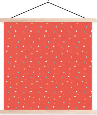 Produktbild von MuchoWow® Textilposter Tupfen - Rot - Muster 40x40 cm mit holzfarbenen Rahmen - Posterleiste