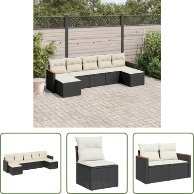 Produktbild von The Living Store 7-tlg. Garten-Sofagarnitur mit Kissen Schwarz Poly Rattan