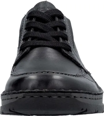 Produktbild von Rieker Herren Halbschuh Schnürschuh Stretcheinsatz Leder 05315, Größe:41 EU, Farbe:Schwarz