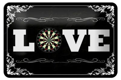 Produktbild von Blechschild Spruch 18x12cm Love Darts Wanddeko