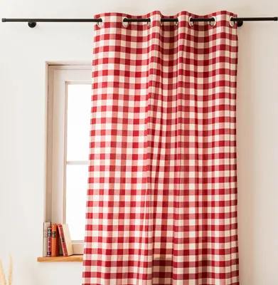 Produktbild von Vorhang Ösen Karos rot weiß 245cm von SCHÖNER LEBEN.