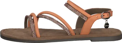 Produktbild von s.Oliver Damen Sandale Leder Riemchen Strass Steine flach 5-28112-42, Größe:37 EU, Farbe:Orange