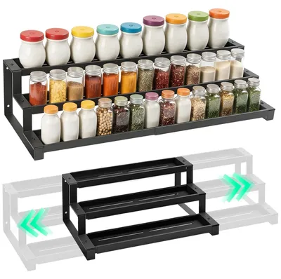 Imagen del producto de Estante ajustable para especias para la cocina, con 3 niveles