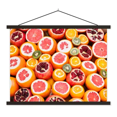 Produktbild von MuchoWow® Textilposter Obst - Zitrusfrüchte - Orange 40x30 cm mit schwarzem Rahmen - Dekorationen