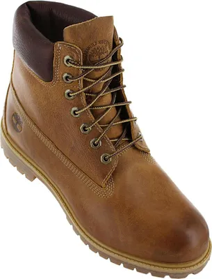 A single brown Timberland boot is shown against a white background.