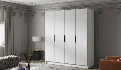 Obrázek produktu pro Šatní skříň 200 cm KAOS 1 - bílá / černé úchyty