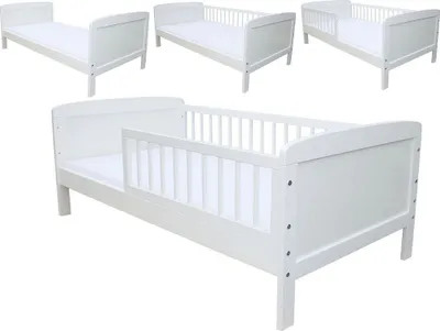 Produktbild von Kinderbett Juniorbett 160x70 cm mit Matratze umbaubar weiss