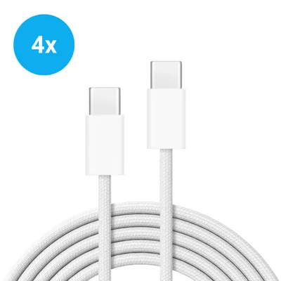 Produktbild von 4x iPhone Lightning Ladekabel 2m – Gesleevtes USB-C auf Lightning Ladekabel 20W – Schnellladekabel für iPhone 5 bis 14 Pro Max, iPad, iPod & AirPods