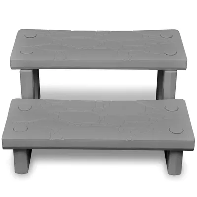 Produktbild von vidaXL Spa-Treppe, Grau, Kunststoff, 70x65x34 cm, rutschfeste, doppelseitige Laufflächen, leicht, stabil, für Whirlpools, runde & quadratische Spas, gerade & gekrümmte Kante