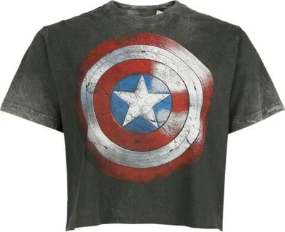 Produktbild von Captain America T-Shirt Damen Vintage Shield grau L