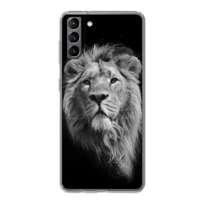 Produktbild von MuchoWow® Handyhülle Schutzhülle Hülle für Samsung Galaxy S21 Plus Löwe - Porträt - Schwarz - Weiß Silikon Softcase Handy Hülle - Handy-Tasche