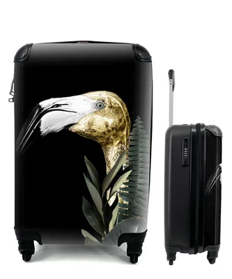 Produktbild von MuchoWow® Koffer Handgepäck Trolley Rollkoffer Kleine Reisekoffer mit 4 Rollen - Flamingo - Gold - Schwarz - Cabin Size < 55x40x23 cm & 55x40x20 cm - Fotokoffer - Kabinenkoffer - Boardgepäck - Reise-Box - Reisekoffer - Reisegepäck - Koffer mit Bild - Trolley für Kinder