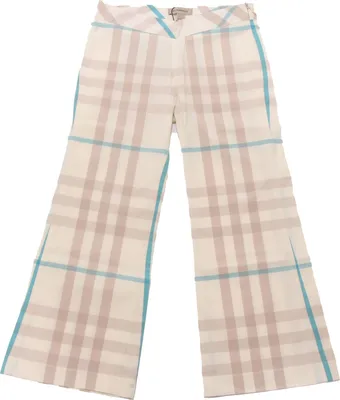 Immagine prodotto di 0714AD pantalone bimba GIRL BURBERRY check beige/turquoise trouser kids