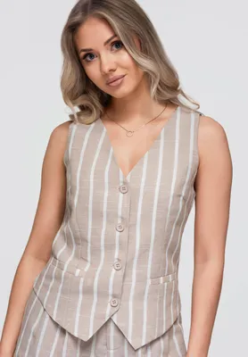 Produktbild von LARICA Kamizelka Elegancka Krótka Slim Fit OW-VE-E0008 beige S
