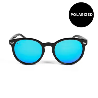Produktbild von Sonnenbrille Macy rund schwarz blau verspiegelt polarisiert UV400 Kat. 3