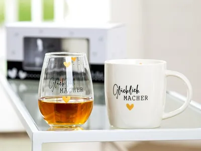 Immagine prodotto di GILDE Porzellan/Glas 2er Set "Glücklich Macher" VE 6
