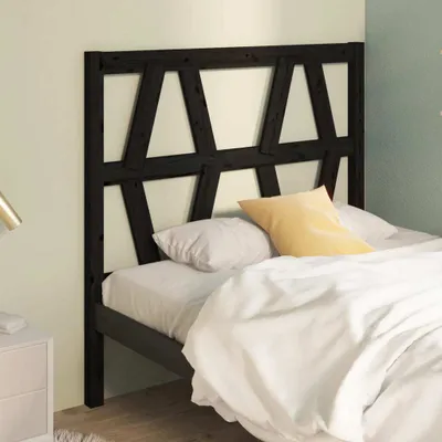 Produktbild von The Living Store Kopfteil Schwarz 96x4x100 cm Massivholz Kiefer