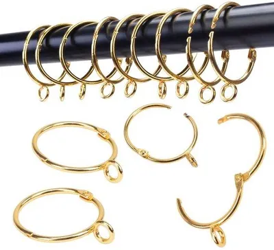 Produktbild von Gordijnhalter mit Schieber, 24 Stück, Befestigung für Vorhänge, Innendurchmesser 2,5 cm, Kippklemme, für Vorhangstangen bis 1,5 cm, Gold