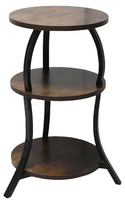 Immagine prodotto di Tavolino, struttura in MDF e metallo, altezza 61 cm, da montare, stile rustico-moderno, design a tre livelli