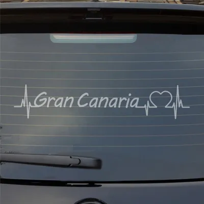 Produktbild von Heckscheibenaufkleber Gran Canaria Puls Herzschlag Auto- mit Insel Motiv 55x11 cm Milchglas Auto Aufkleber Sticker