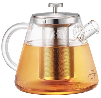 Gläserne Teekanne mit Infuser, 1,5 L, feines Edelstahlsieb