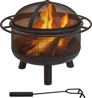 Immagine prodotto di Braciere Relaxdays con parascintille, HD: 52x60 cm, attizzatoio, giardino e terrazza, braciere da esterno, ferro, nero