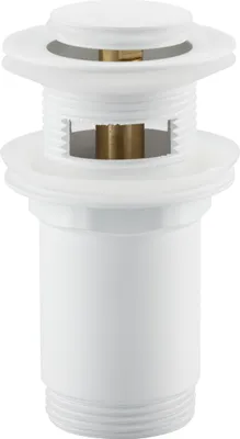 Image de Bouchon de lavabo en laiton Klik Klak modèle E avec trop-plein blanc
