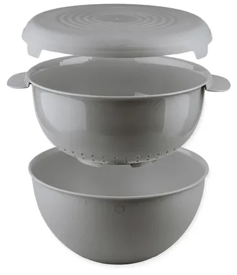 Image de Ensemble de trois pièces comprenant un saladier, une passoire et un couvercle, d'une capacité de 3 litres, en plastique, pour la cuisine