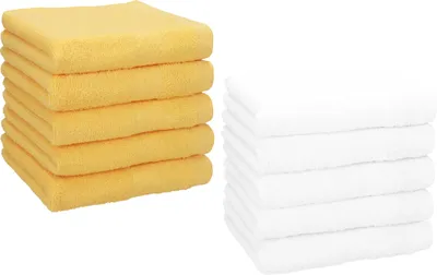 Produktbild von Betz 10 Stück Seiftücher 30x30 cm PREMIUM 100% Baumwolle Farbe: honiggelb und weiß