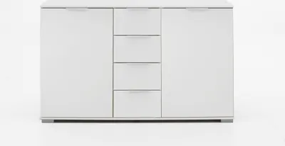 Produktbild von Kombikommode "Easy Plus Kommoden" in weiß mit 4 Schubladen und 2 Türen. Abmessungen (BxHxT) 130x83x41 cm