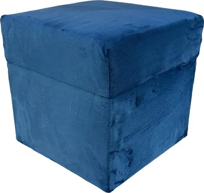 Produktbild von Velvet-Hocker MINKY 40x40 cm quadratisch mit Stauraum – aufklappbarer Polsterhocker aus Samtstoff – Marineblau