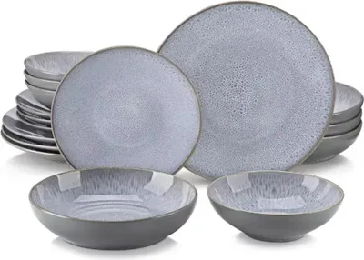 Zdjęcie produktu dla Prestiżowy zestaw do serwowania - 4 osoby - 16-częściowy - Ceramiczny - Szary