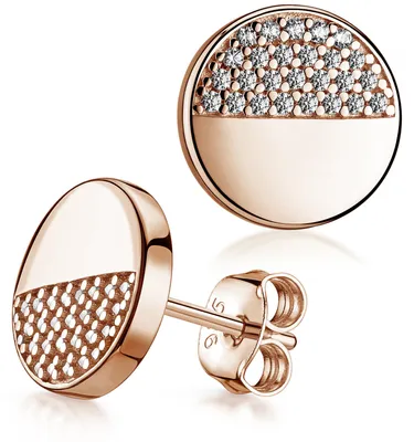 Produktbild von MATERIA Runde Ohrstecker Rosegold mit Zirkonia Steinen - Schmuck 925 Silber vergoldet Frauen Geschenk SO-452-Rose
