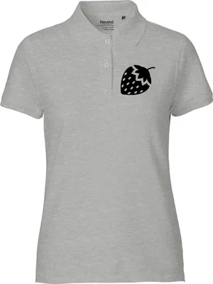 Produktbild von Huuraa Damen Polo Shirt Erdbeere Strawberry S Sport Grey Bio Baumwolle Fairtrade Poloshirt Geschenkidee