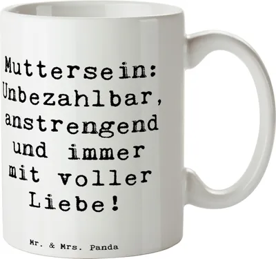 Produktbild von Mr. & Mrs. Panda Teetasse Spruch Mutter Liebe - Weiß - Geschenk, Geburtstag, herzerwärmende Sprüche, Familie, Kaffeetasse, Mutterliebe, Herausforderung, Becher, keramik
