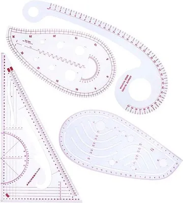 Produktbild von Kleidungsmuster - Modezeichnungen, Messwerte, Regellinien, Landkarten, Kurvenformen, Schnittmuster, Kunststoffschnittlinge, Blusenformen, Schnittschneider, Musterblätter