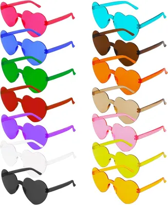 Produktbild von 14 Paar randlose, herzförmige Brillen, Karnevals-/Party-/Motto-/Partyaccessoires