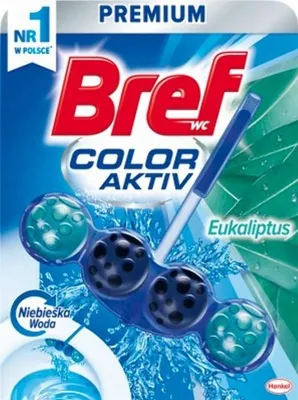 Zdjęcie produktu dla Prostředek čisticí Bref Blue Aktiv, na toalety, závěska, kuličky, 50 g, Eucalyptus