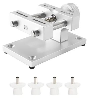Produktbild von Inovra – Verstellbarer, metallener Uhrenkastständer (grau) – Uhrenarmband-Entferner und Uhrmacher-Reparaturwerkzeug