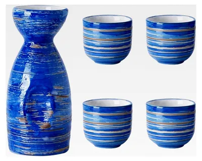Produktbild von 5-teiliges Sake-Set aus japanischer Keramik