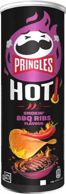 Zdjęcie produktu dla Pringles Hot Smokin BBQ Ribs Stacking Chips Barbecue Flavour 160g