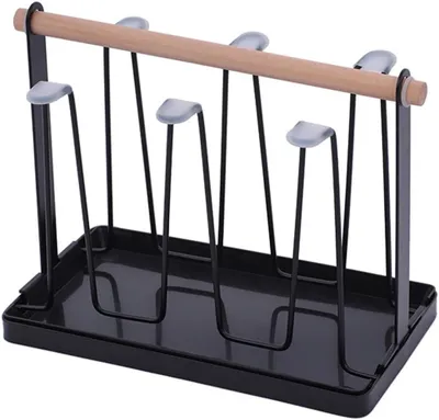 Productafbeelding van Flessenhouder voor SodaStream, 6-delige Flessenstandaard, Afdruiprek, Antislip Siliconen Hoes, Zwart