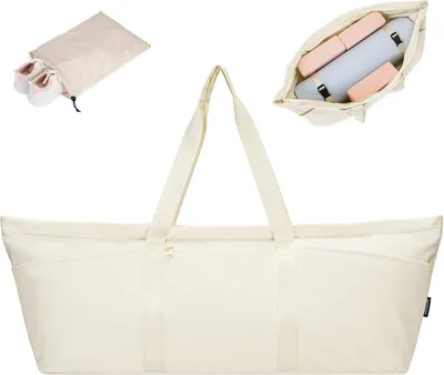 Produktbild von Sporttasche Damen Yogatasche Groß Reisetasche mit Schuhtasche Nassfach Beige