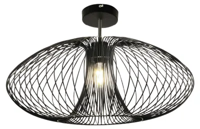 Produktbild von Fassa Deckenleuchte Ø60 cm aus schwarzem Metall, E27 40W Fassung, modernes und elegantes Design für die Innenbeleuchtung, Schutzart IP20 - Fassa
