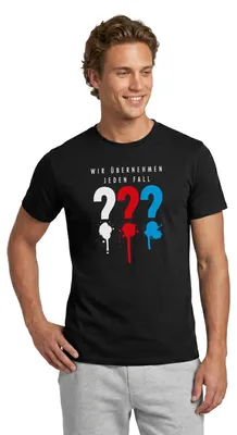 Produktbild von Spreadshirt Die Drei Fragezeichen Wir Übernehmen Jeden Fall Männer T-Shirt, XXL, Schwarz