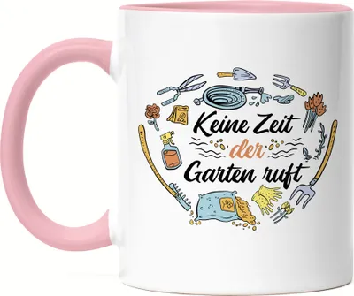 Produktbild von Keine Zeit Der Garten Ruft Tasse Rosa Hobby-Gärtner Pflanzen-Fans Garten Blumen Geschenkidee