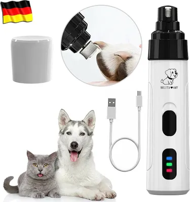 Produktbild von Elektrischer Nagelknipser für Katzen/Hunde, 50 dB Low Noise Haustier Krallenschleifer Nagelschleifer 360° Drehbar ohne Schmerz/Blut