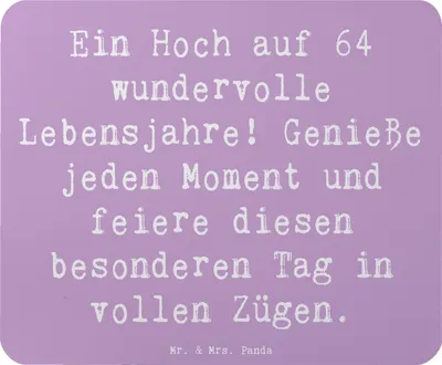 Produktbild von Mr. & Mrs. Panda Mouse Pad Spruch 64. Geburtstag Feier - Lavendeltraum - Geschenk, genieße jeden Moment, besonderen Tag feiern, Happy Birthday, mauspad laptop, Alter