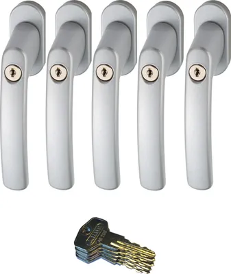 Produktbild von ABUS 442582 FG200 S SB abschließbarer Fenstergriff, silber im Set 5 Stück