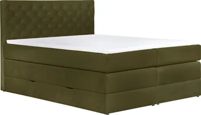 Produktbild von Boxspringbett Jahvis Polsterbett mit Bettkasten Topper 160x200cm oliv